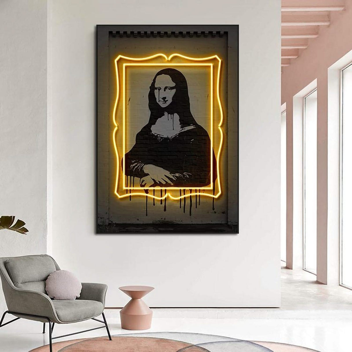 Neon Wall Painting Mona Lisa Canvas Wall Art-ChandeliersDecor.com