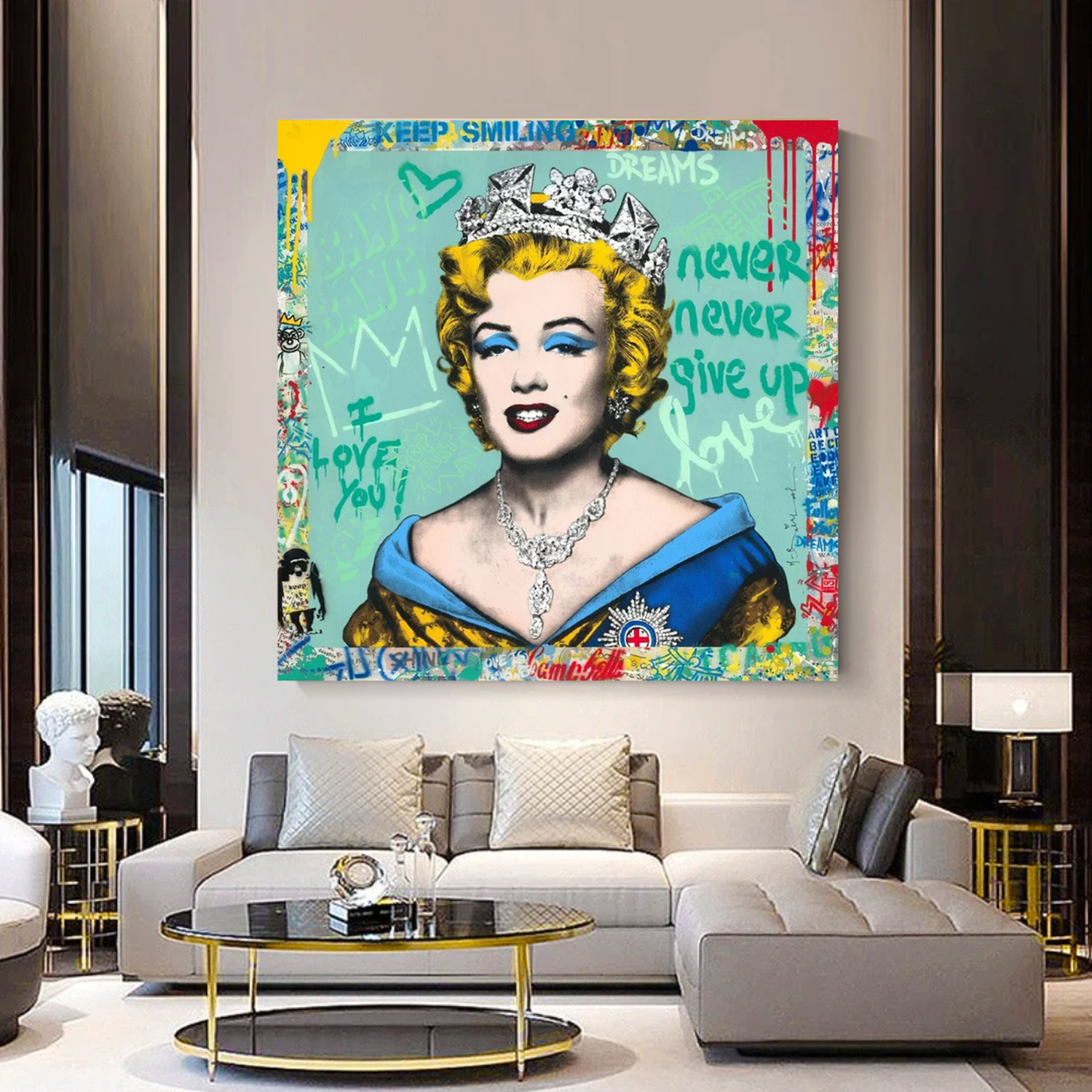 ChandeliersDecor.com-Wall Posters-Never Never Giveup Marilyn Poster - Embolden Your Courage