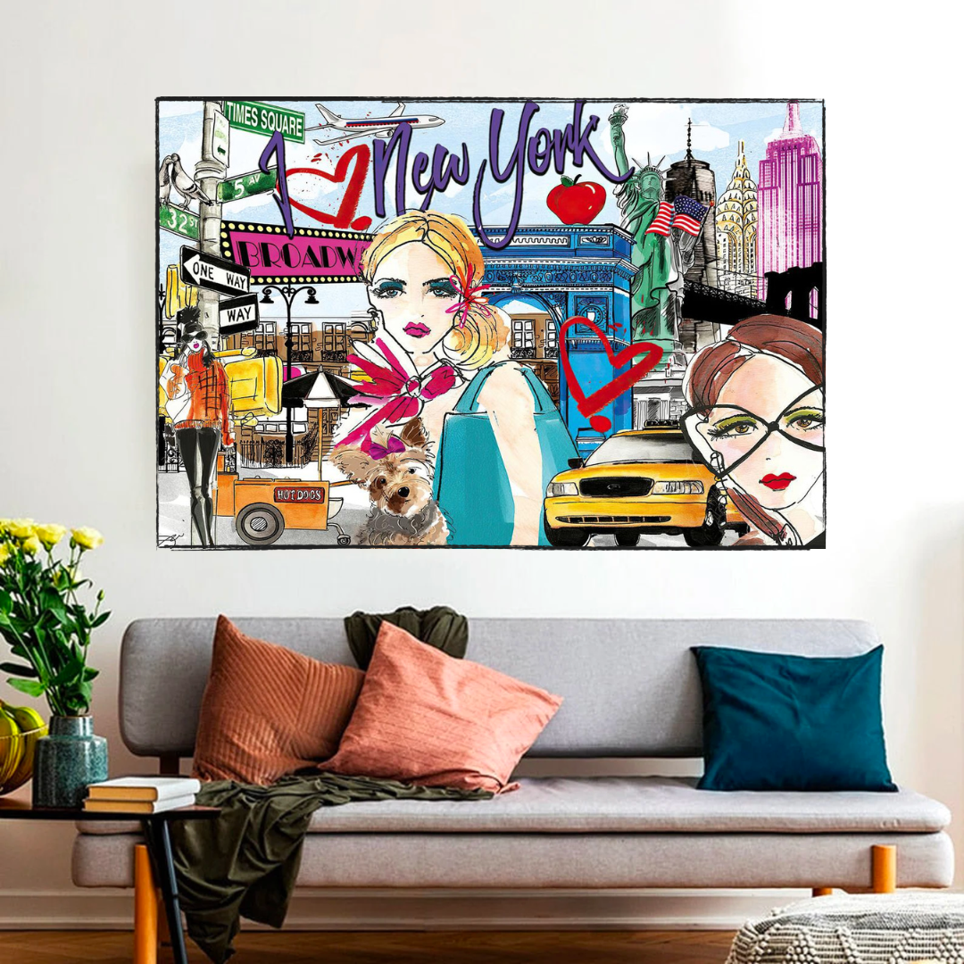 New York Love Canvas Wall Art-ChandeliersDecor.com