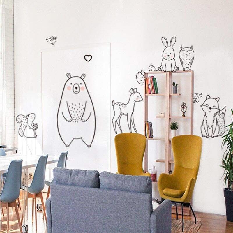 ChandeliersDecor.com-Nordic Cartoon Animal Wall Sticker