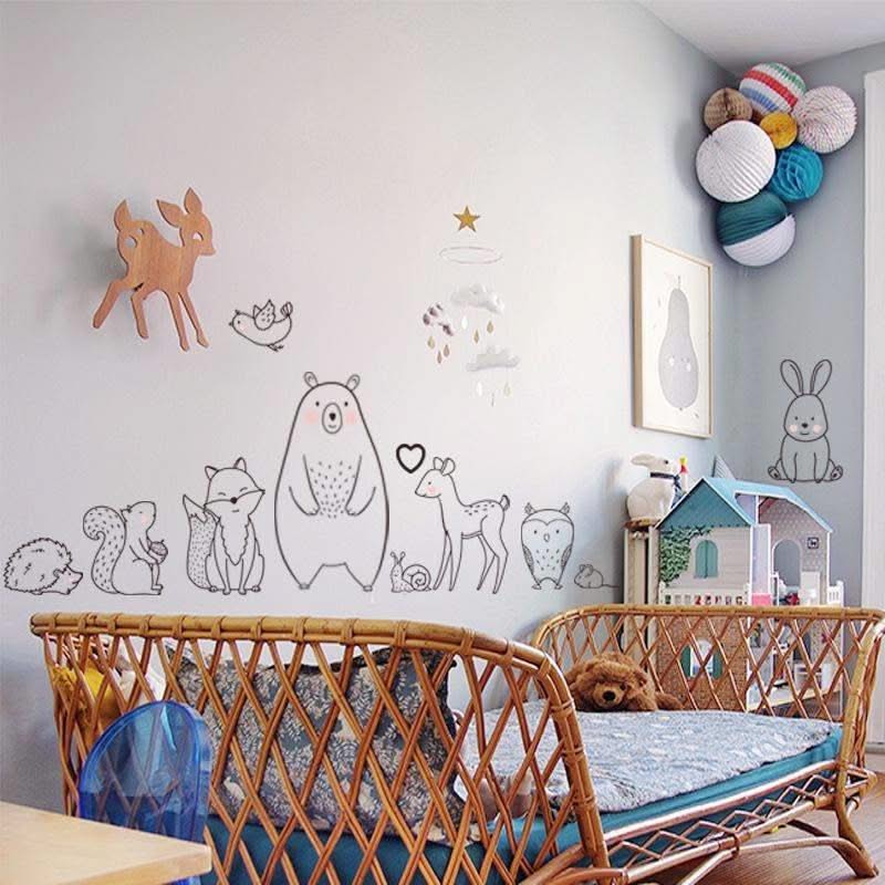 ChandeliersDecor.com-Nordic Cartoon Animal Wall Sticker