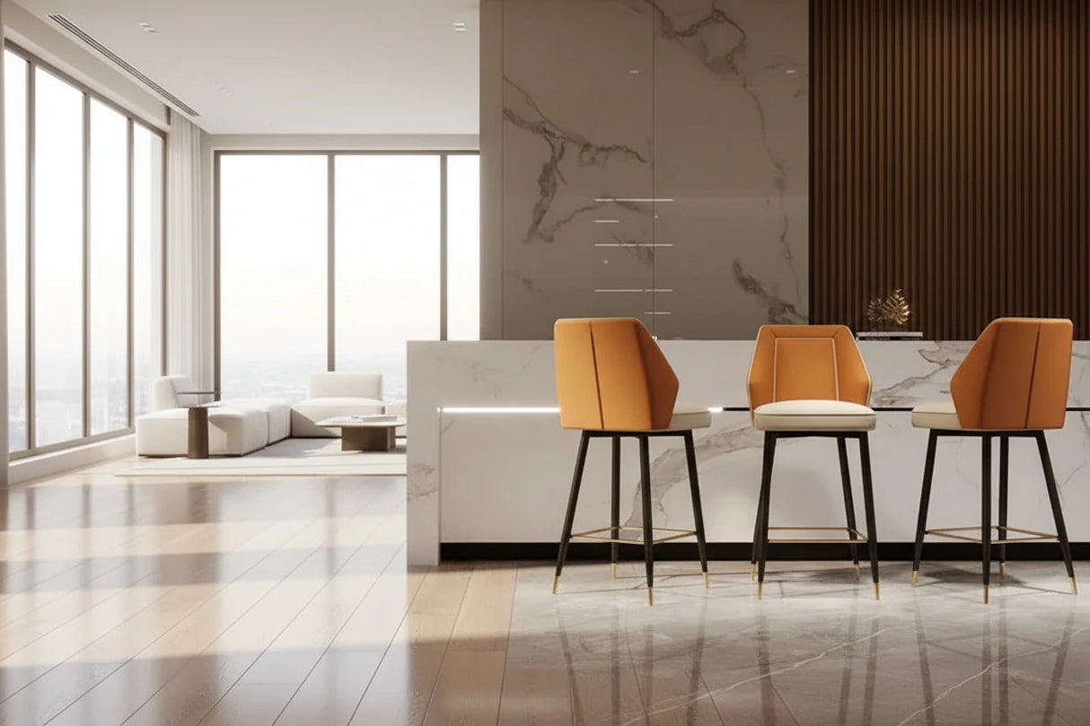 Nordic Gourtas Leather Bar Chair Stool-ChandeliersDecor.com