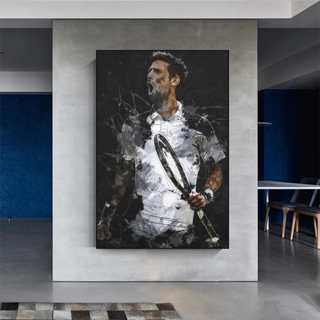Novak Djokovic Tennis Legend Sports Canvas Wall Art-ChandeliersDecor.com