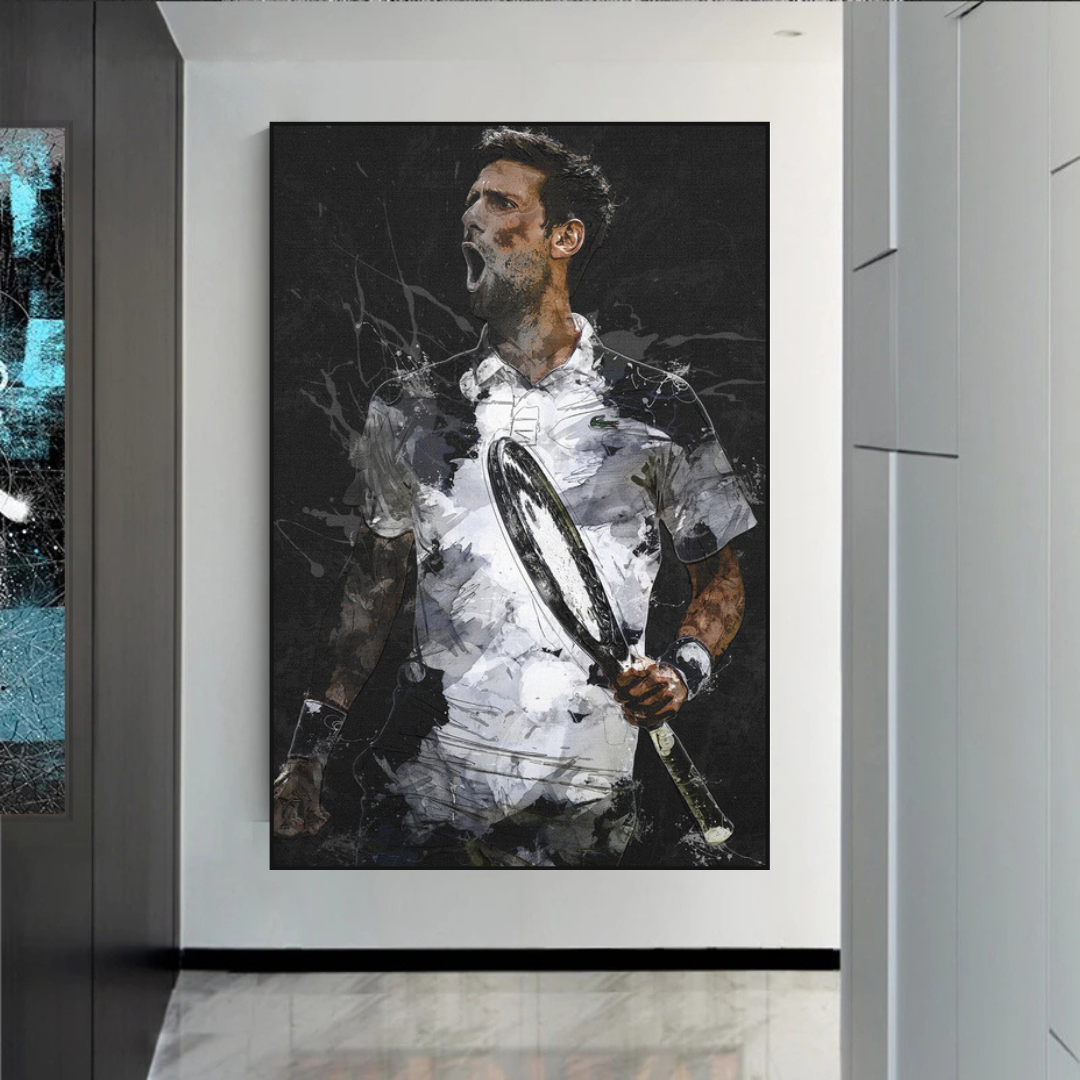 Novak Djokovic Tennis Legend Sports Canvas Wall Art-ChandeliersDecor.com