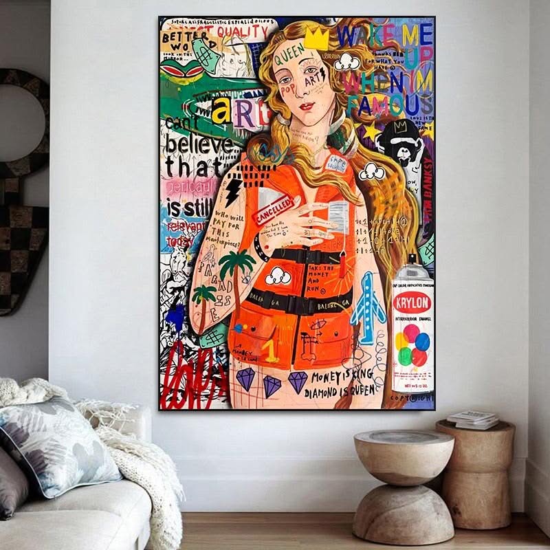 Ocean Venus Graffiti Art Canvas Wall Art-ChandeliersDecor.com