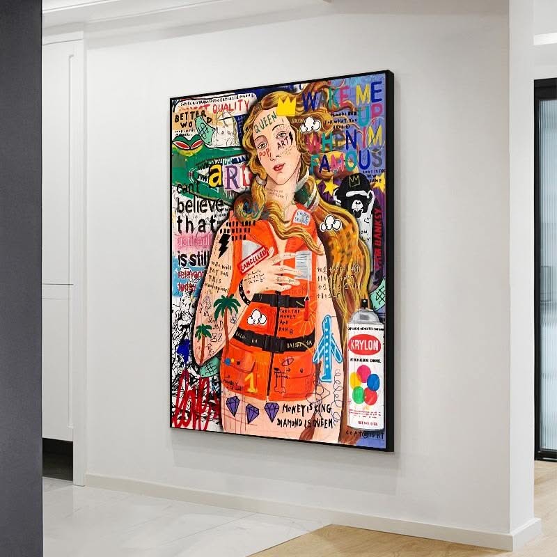 Ocean Venus Graffiti Art Canvas Wall Art-ChandeliersDecor.com