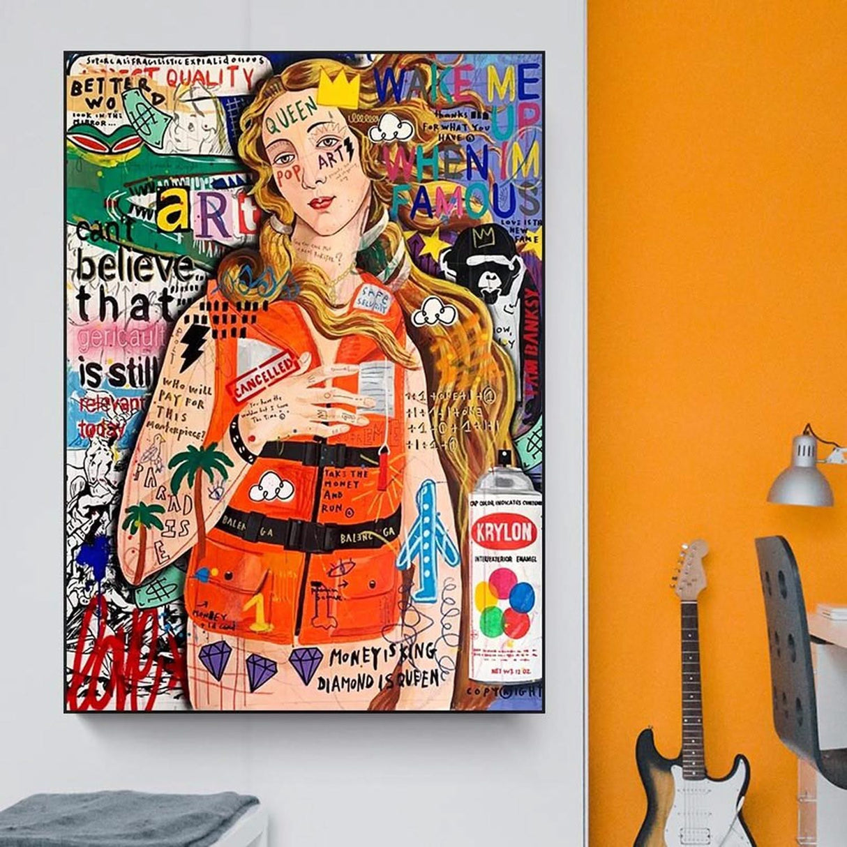 Ocean Venus Graffiti Art Canvas Wall Art-ChandeliersDecor.com