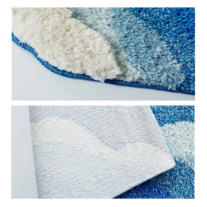 Ocean Wave Fluffy Blue Lines Rug-ChandeliersDecor.com
