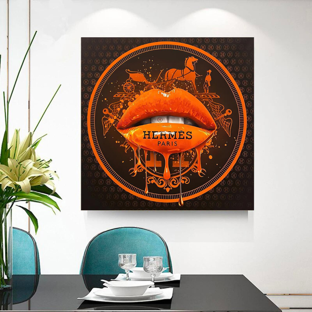 Orange Lips Canvas Wall Art-ChandeliersDecor.com