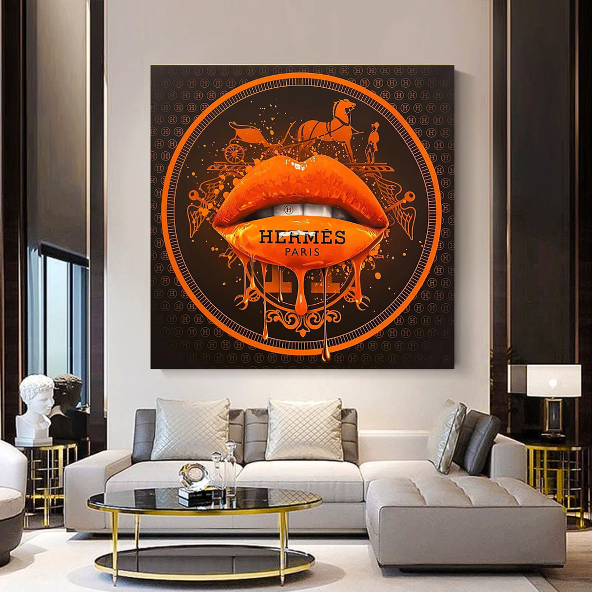 Orange Lips Canvas Wall Art-ChandeliersDecor.com