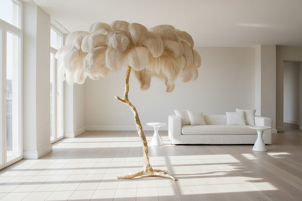 Ostrich Feather Floor Lamp: Graceful Lighting Fixture-ChandeliersDecor.com