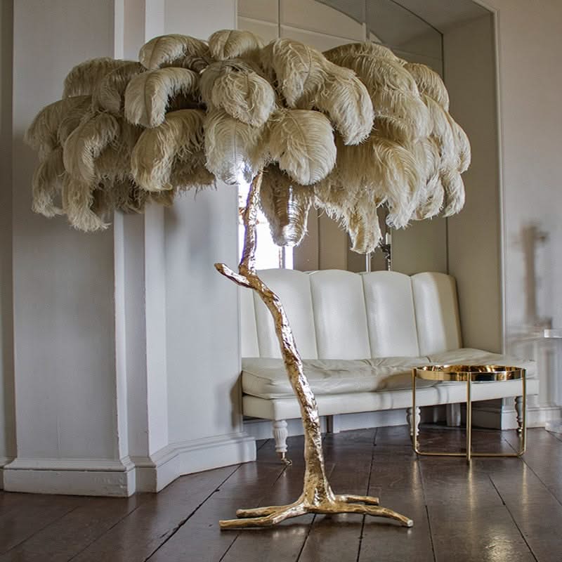 Ostrich Feather Floor Lamp: Graceful Lighting Fixture-ChandeliersDecor.com