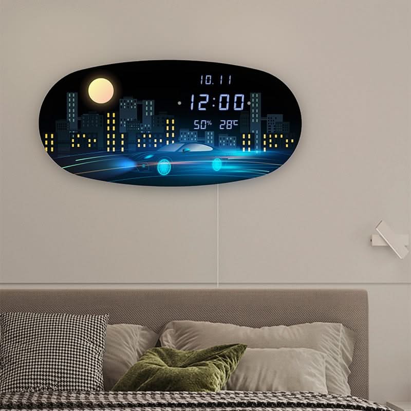 Oval Digital Wall Clock: Accurate Timekeeping Sleek Design-ChandeliersDecor.com