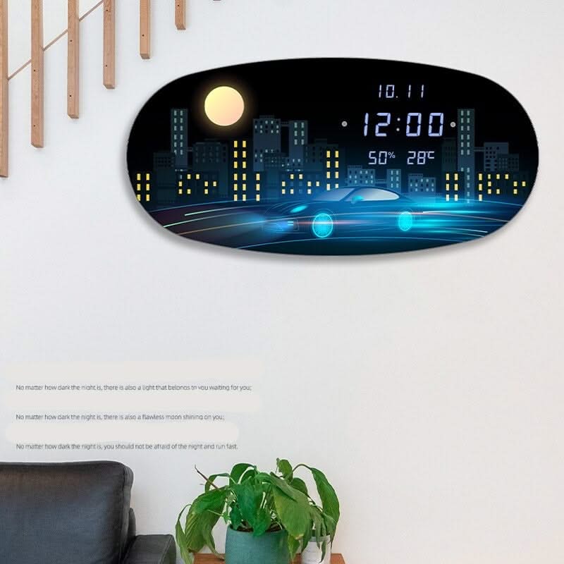 Oval Digital Wall Clock: Accurate Timekeeping Sleek Design-ChandeliersDecor.com