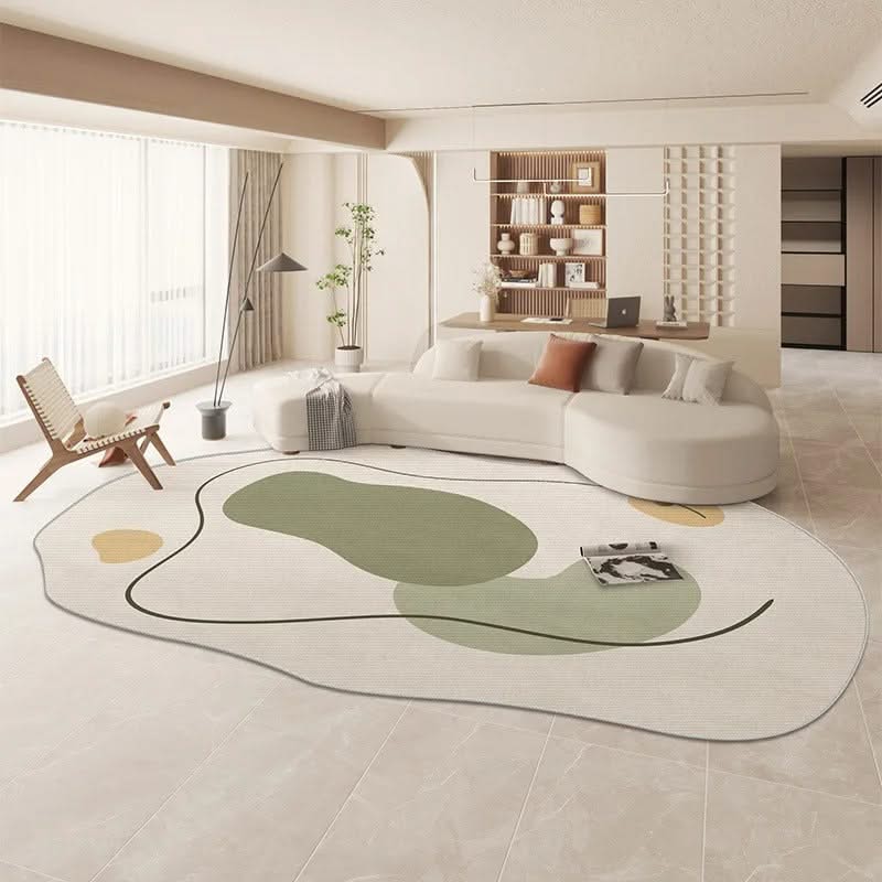 Oval Matisse Crystal Velvet Abstract Green Rug-ChandeliersDecor.com