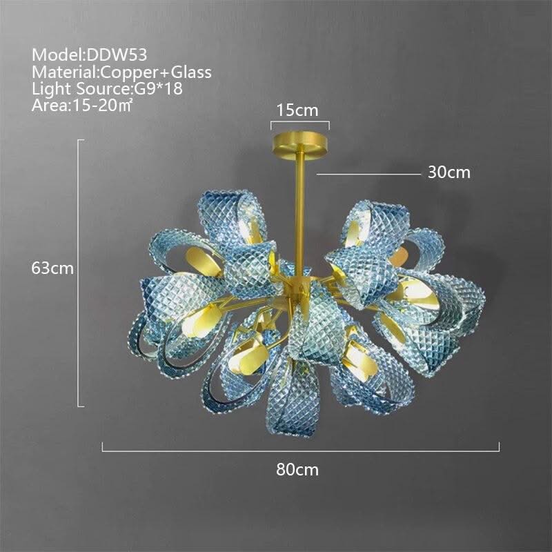 ChandeliersDecor.com-Chandeliers-Peacock Blue Glass Chandelier: Stunning Lighting Fixtures