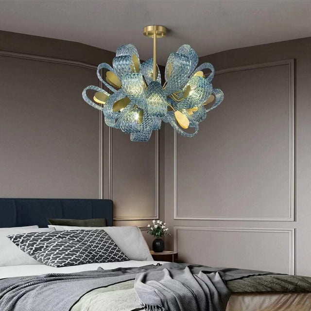ChandeliersDecor.com-Chandeliers-Peacock Blue Glass Chandelier: Stunning Lighting Fixtures