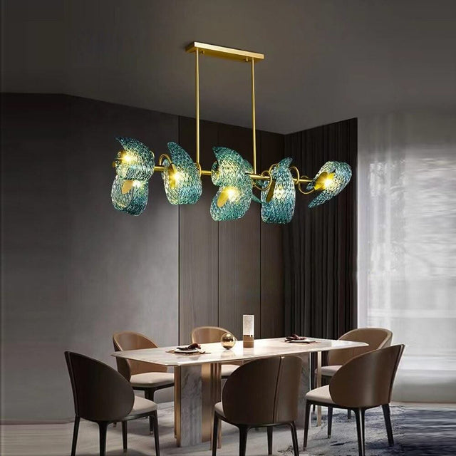 ChandeliersDecor.com-Chandeliers-Peacock Blue Glass Chandelier: Stunning Lighting Fixtures