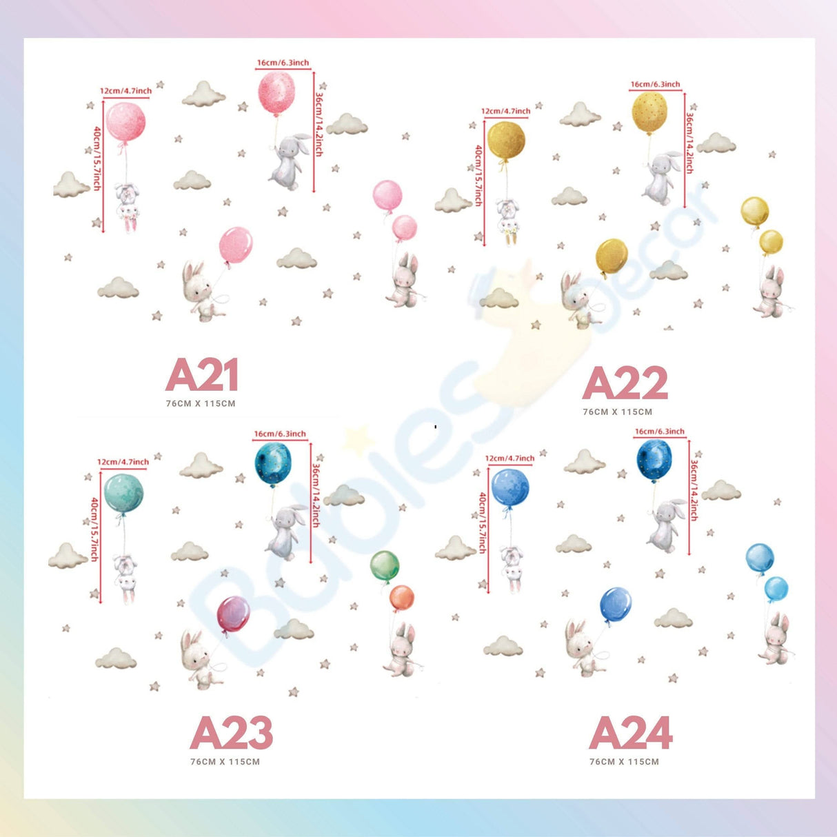 ChandeliersDecor.com-Peter Rabbit Bunny Wall Stickers - Watercolor Baby Nursery Decor