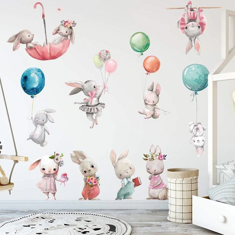ChandeliersDecor.com-Peter Rabbit Bunny Wall Stickers - Watercolor Baby Nursery Decor