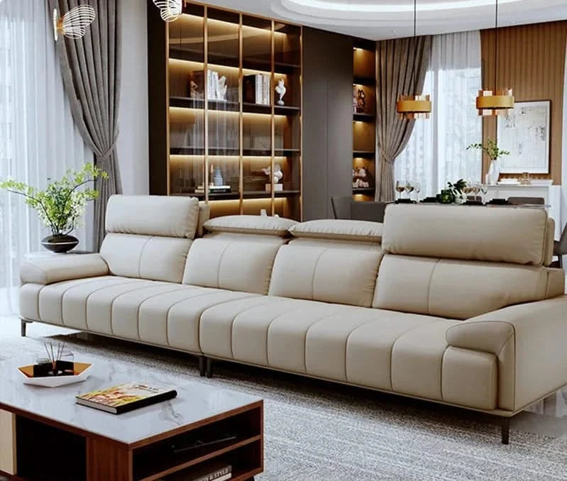 Piano Keys Cream Wind Leather Sofa Set-ChandeliersDecor.com