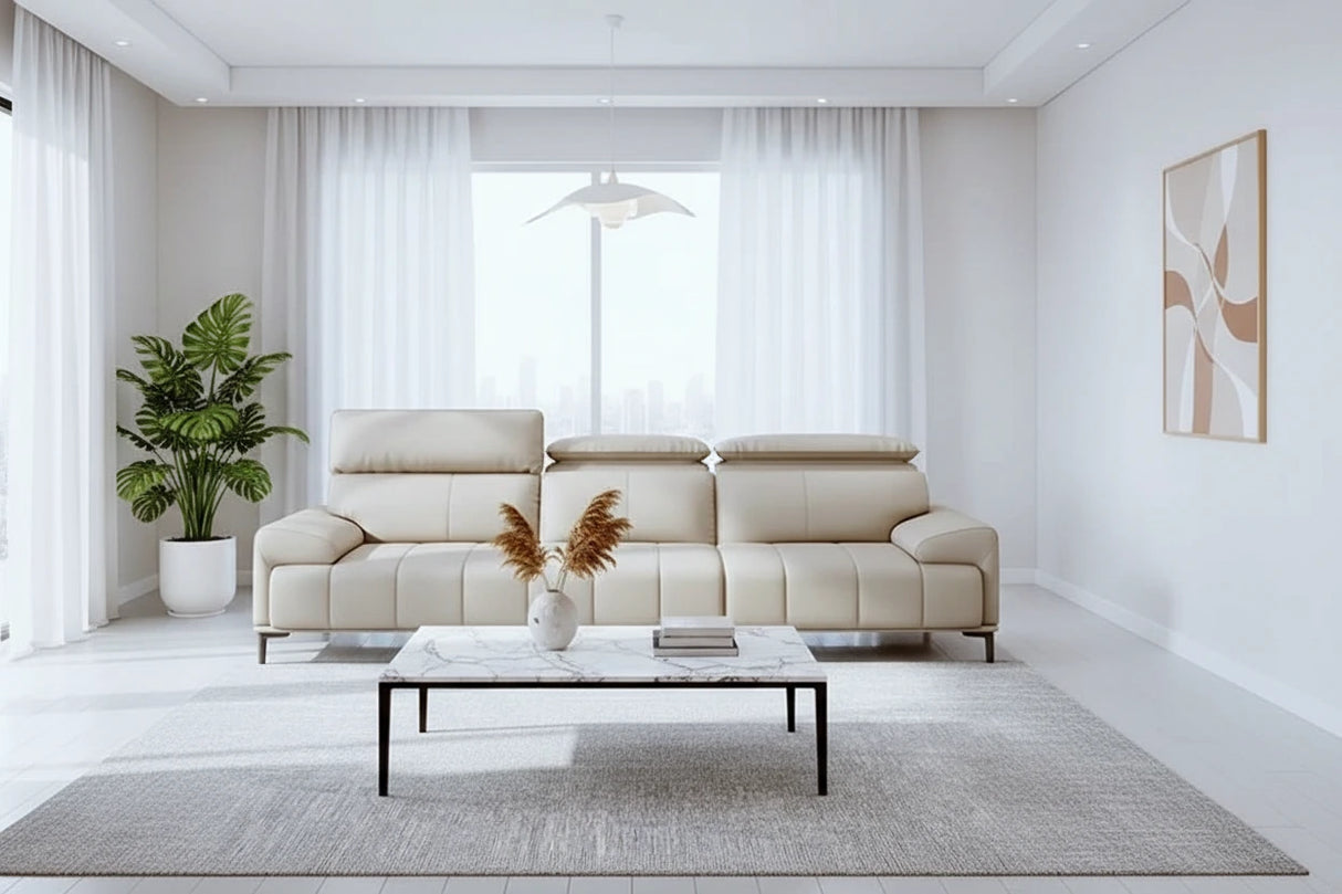 Piano Keys Cream Wind Leather Sofa Set-ChandeliersDecor.com