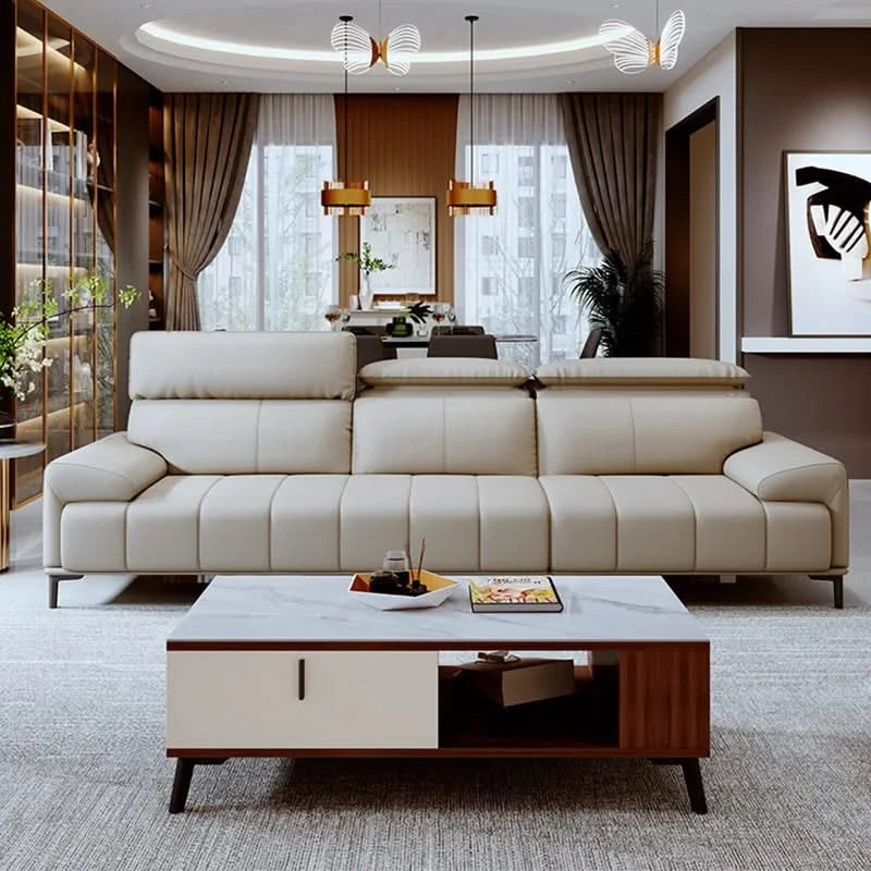 Piano Keys Cream Wind Leather Sofa Set-ChandeliersDecor.com