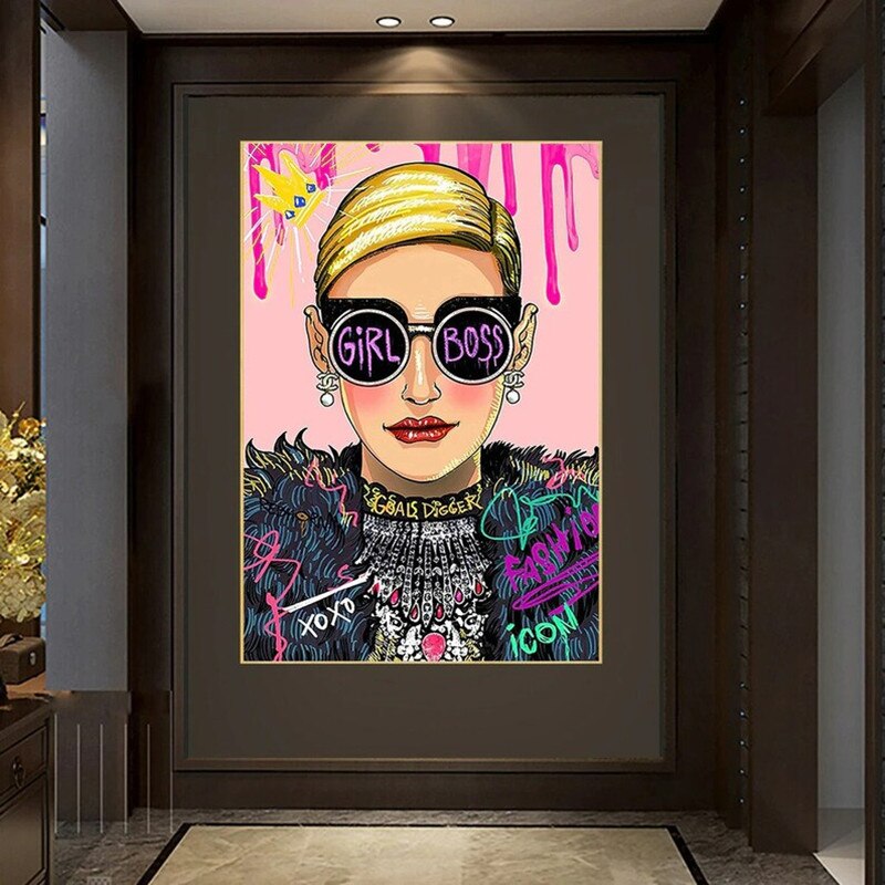 ChandeliersDecor.com-Wall Posters-Pink Boss Girl Canvas Wall Art