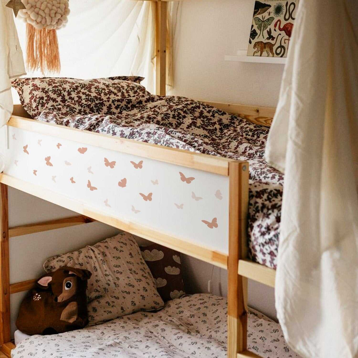 ChandeliersDecor.com-Kids Nursery Bohemian Wall Decals-Pink Butterfly Boho Heart Stickers: Kids Wall Decal