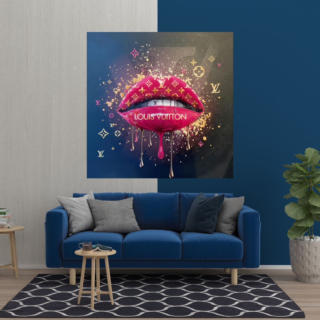 Pink Lips Graffiti Canvas Wall Art-ChandeliersDecor.com
