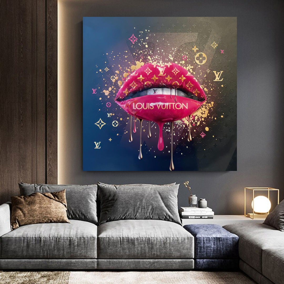 Pink Lips Graffiti Canvas Wall Art-ChandeliersDecor.com