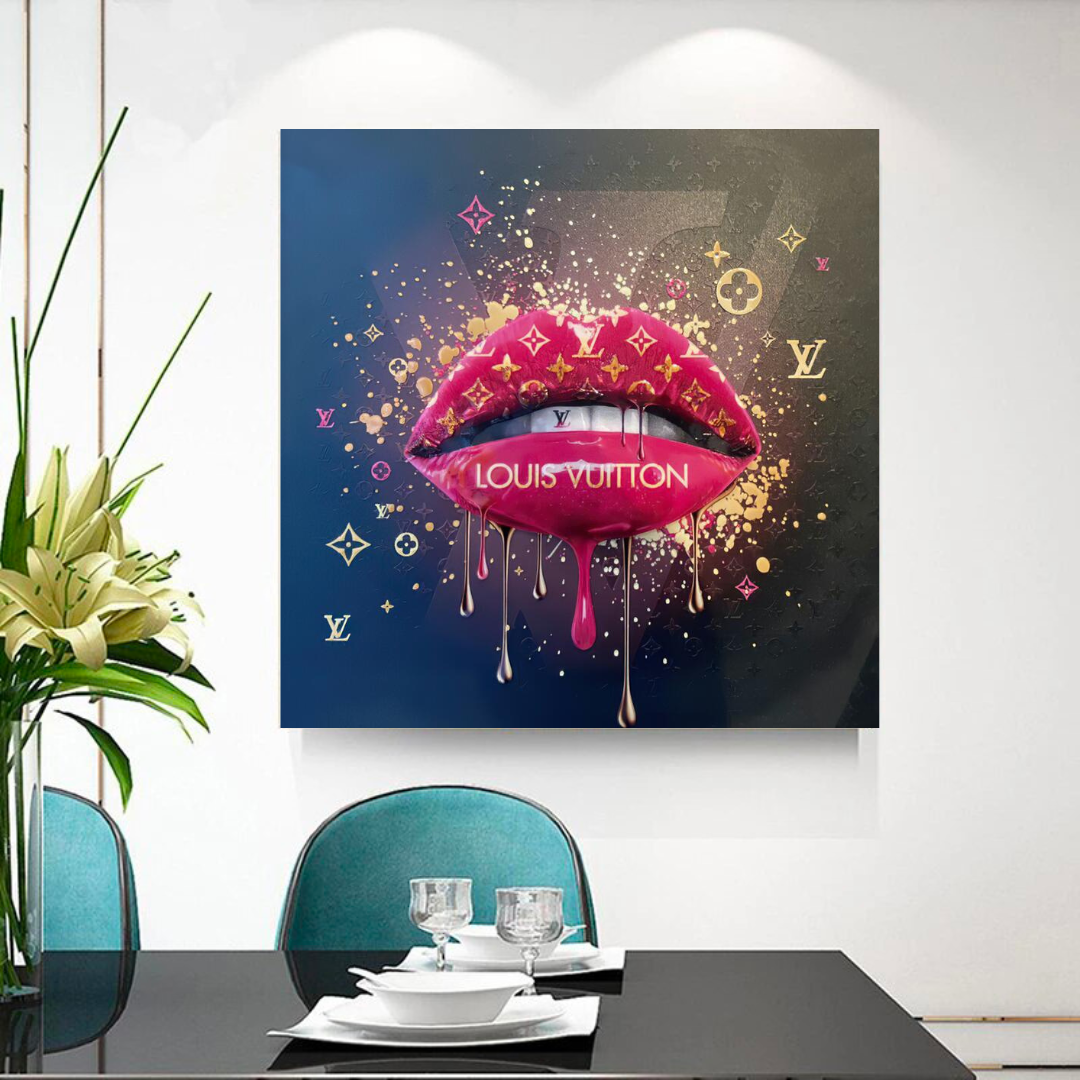 Pink Lips Graffiti Canvas Wall Art-ChandeliersDecor.com