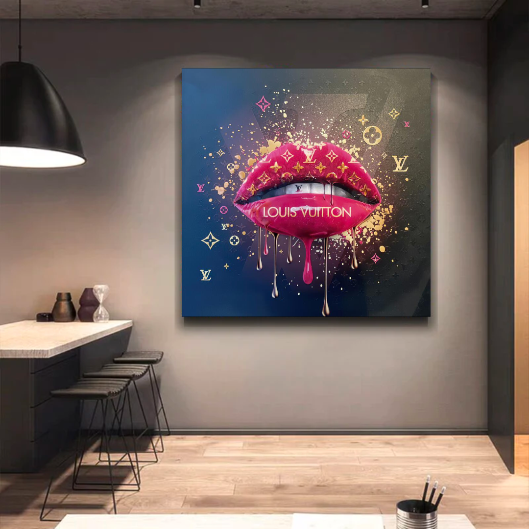 Pink Lips Graffiti Canvas Wall Art-ChandeliersDecor.com