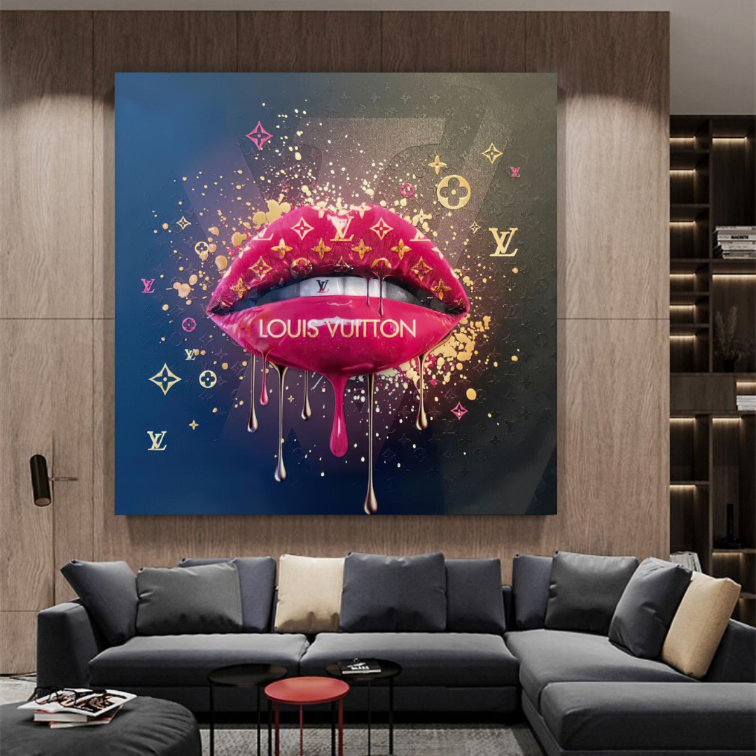 Pink Lips Graffiti Canvas Wall Art-ChandeliersDecor.com