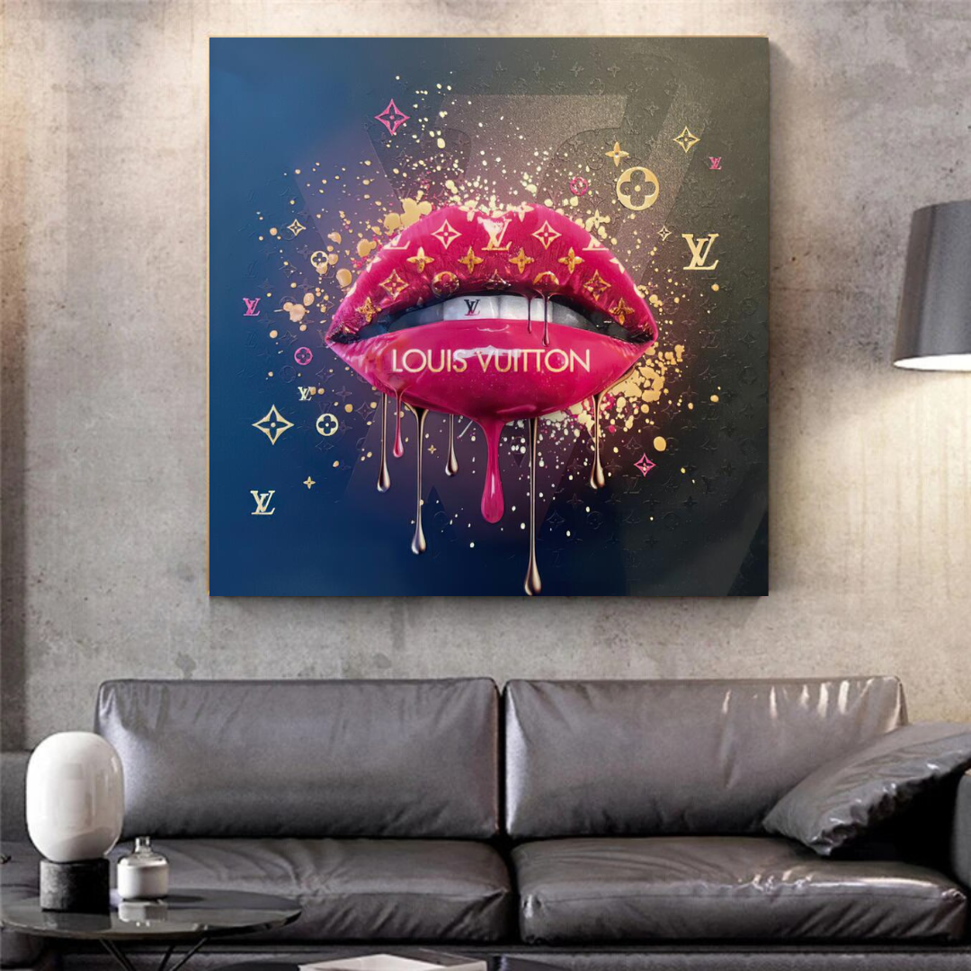 Pink Lips Graffiti Canvas Wall Art-ChandeliersDecor.com