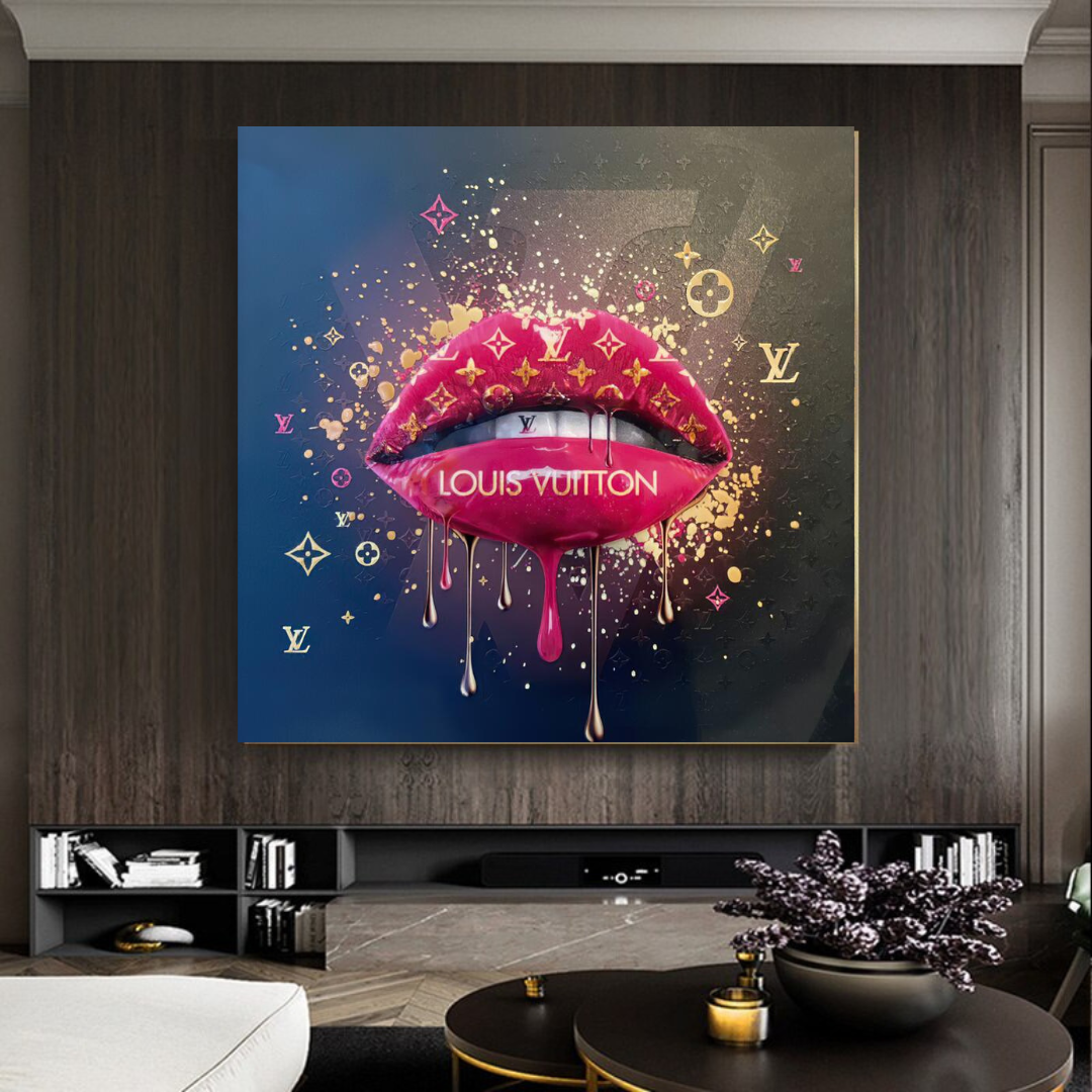 Pink Lips Graffiti Canvas Wall Art-ChandeliersDecor.com