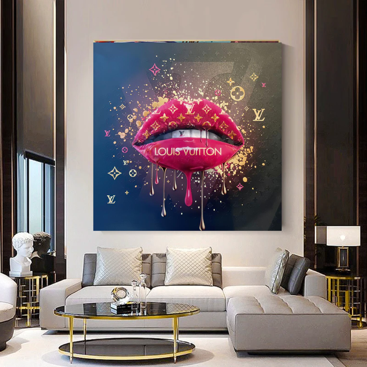 Pink Lips Graffiti Canvas Wall Art-ChandeliersDecor.com