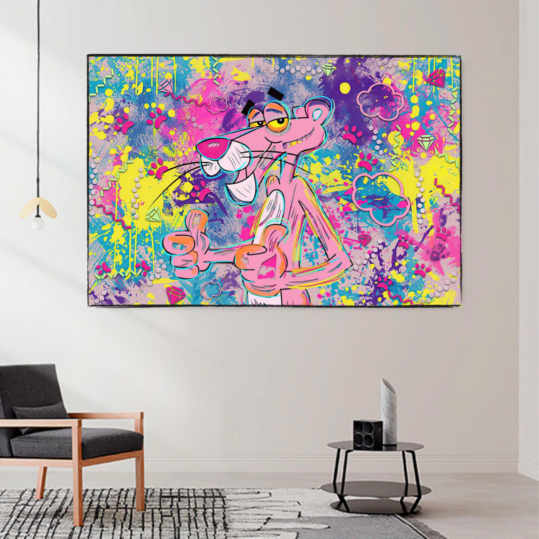 Pink Panther Art: Thumbs Up Canvas Wall Art-ChandeliersDecor.com
