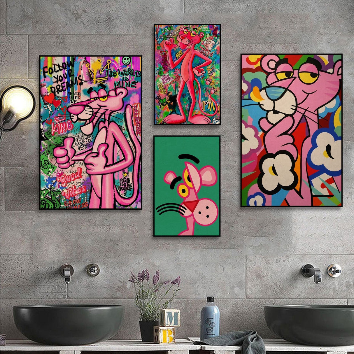 Pink Panther Canvas Art- A Whimsical Masterpiece-ChandeliersDecor.com