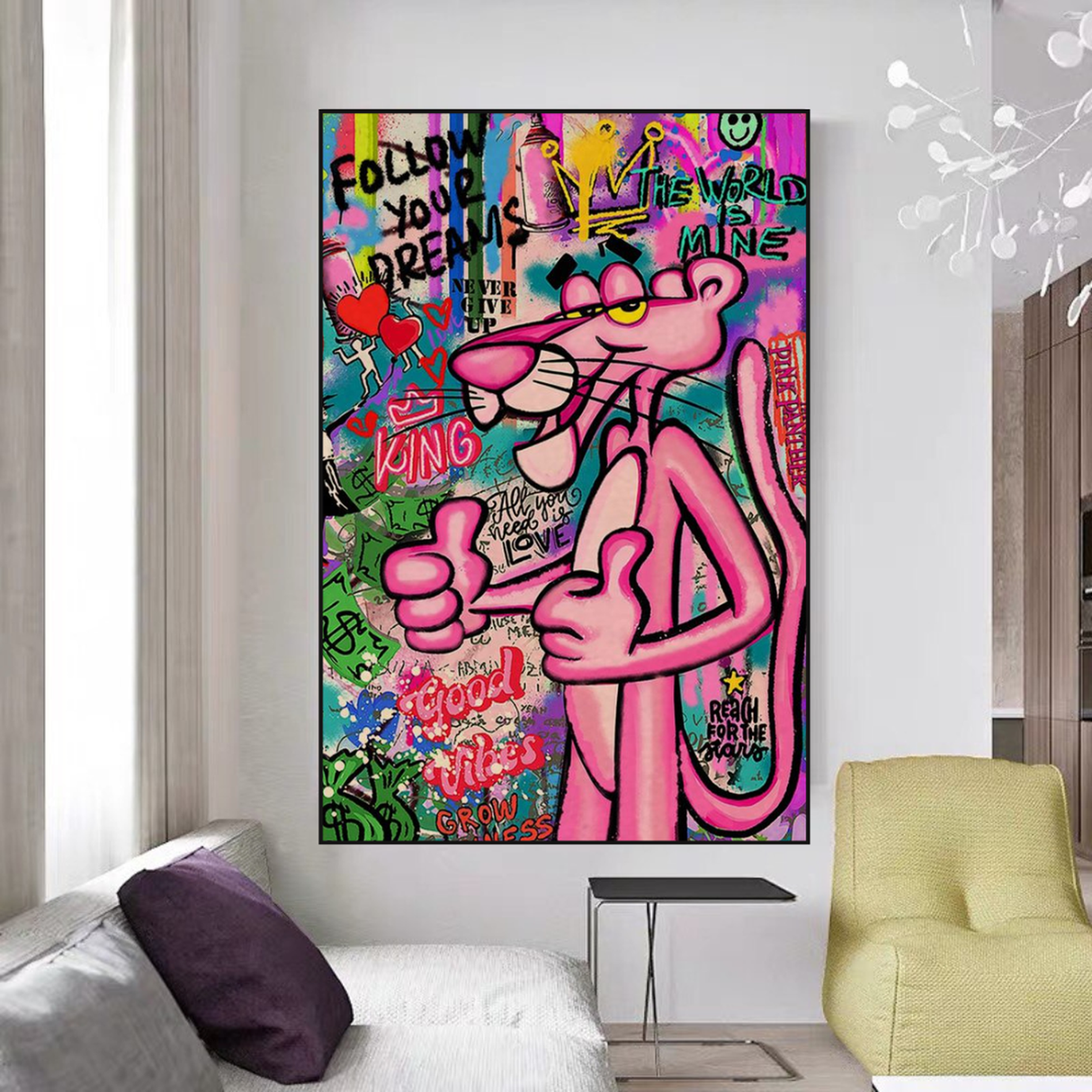 Pink Panther Canvas Art- A Whimsical Masterpiece-ChandeliersDecor.com