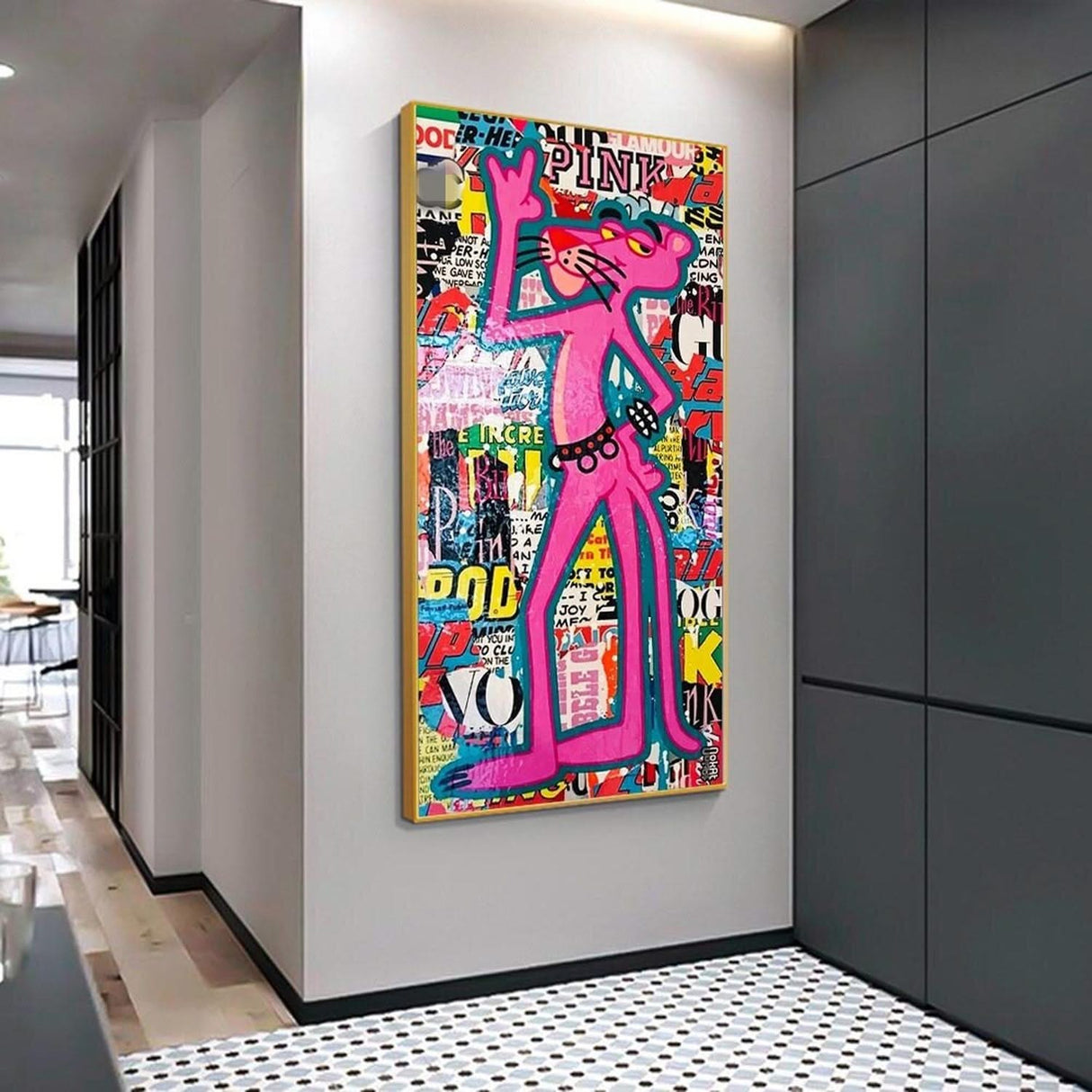 Pink Panther Canvas Art: Exquisite Handcrafted Delight-ChandeliersDecor.com