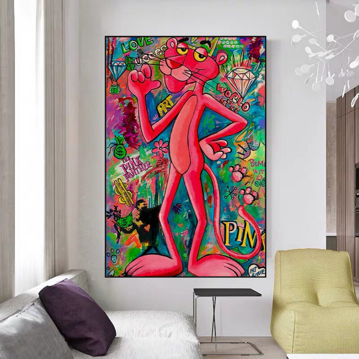 Pink Panther Canvas Art - Follow Your Dreams-ChandeliersDecor.com
