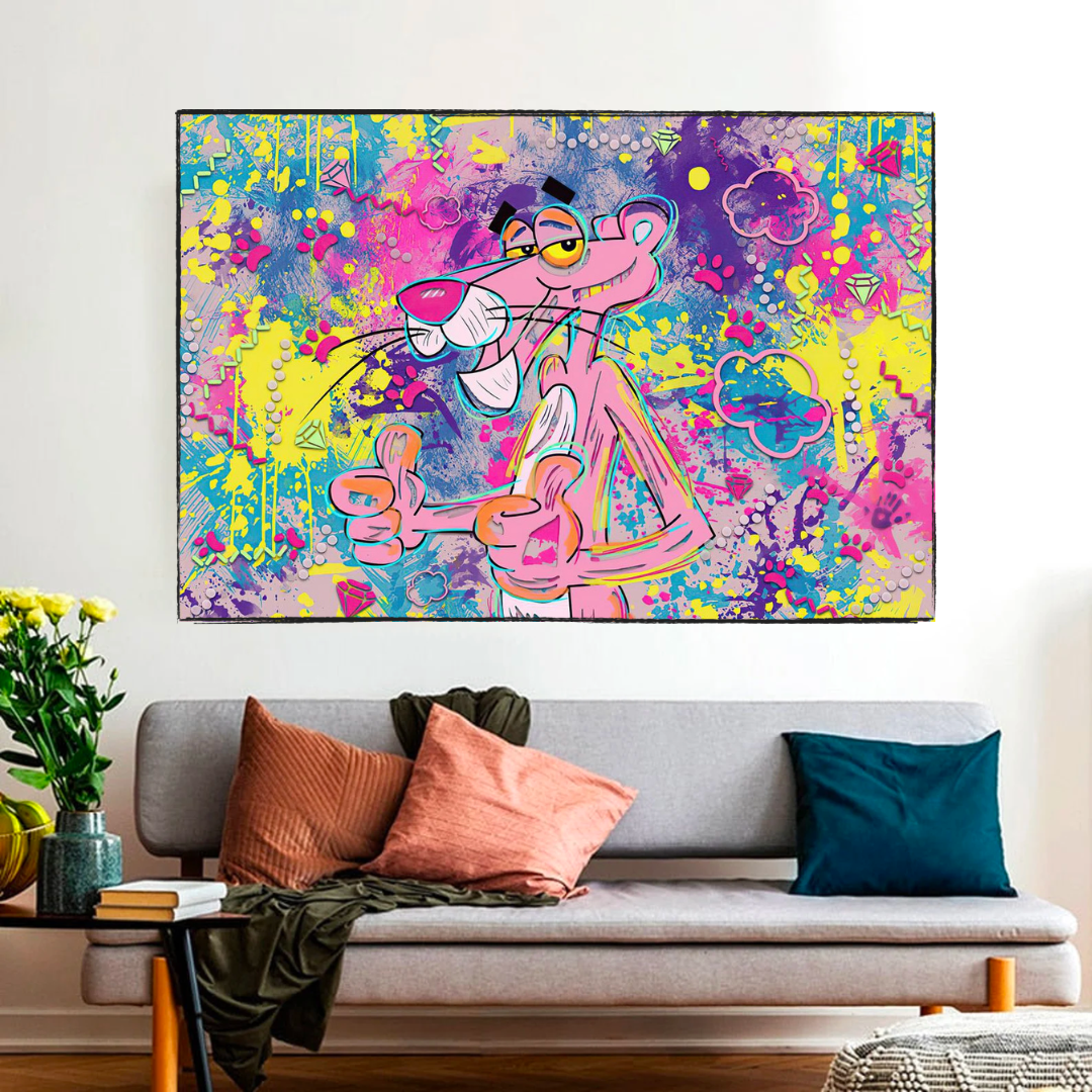 Pink Panther Canvas Wall Art - Vibrant and Creative Décor-ChandeliersDecor.com