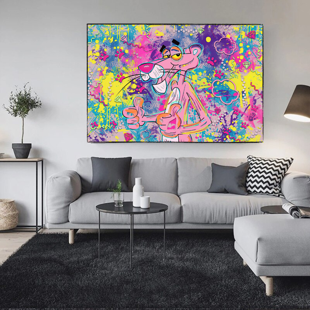 Pink Panther Canvas Wall Art - Vibrant and Creative Décor-ChandeliersDecor.com
