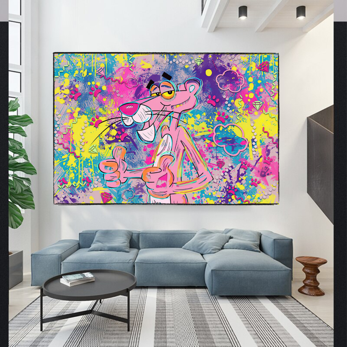 Pink Panther Canvas Wall Art - Vibrant and Creative Décor-ChandeliersDecor.com