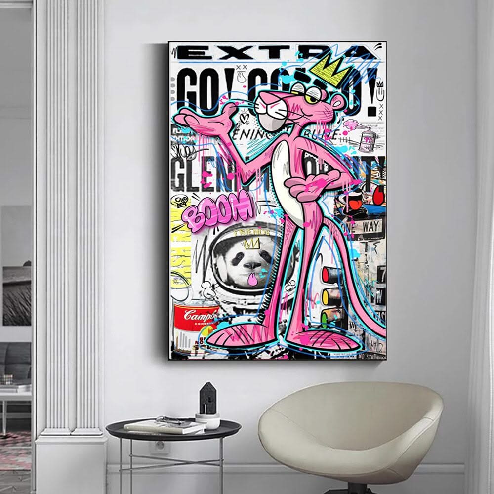 Pink Panther Extra Go Canvas Wall Art-ChandeliersDecor.com