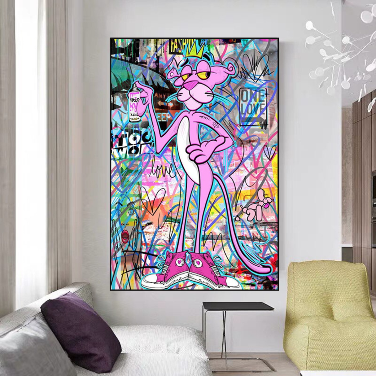 Pink Panther One Love Art - Fashionable Canvas Wall Art-ChandeliersDecor.com