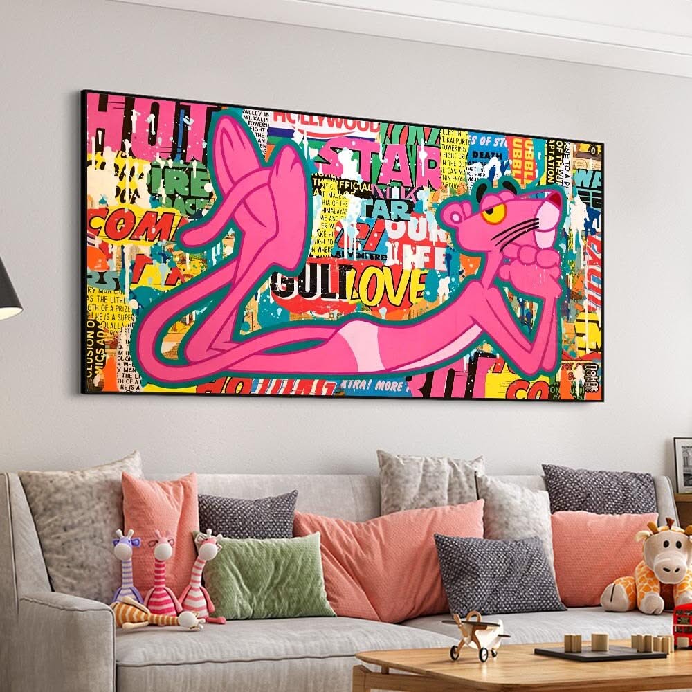 Pink Panther Posing Canvas Wall Art-ChandeliersDecor.com