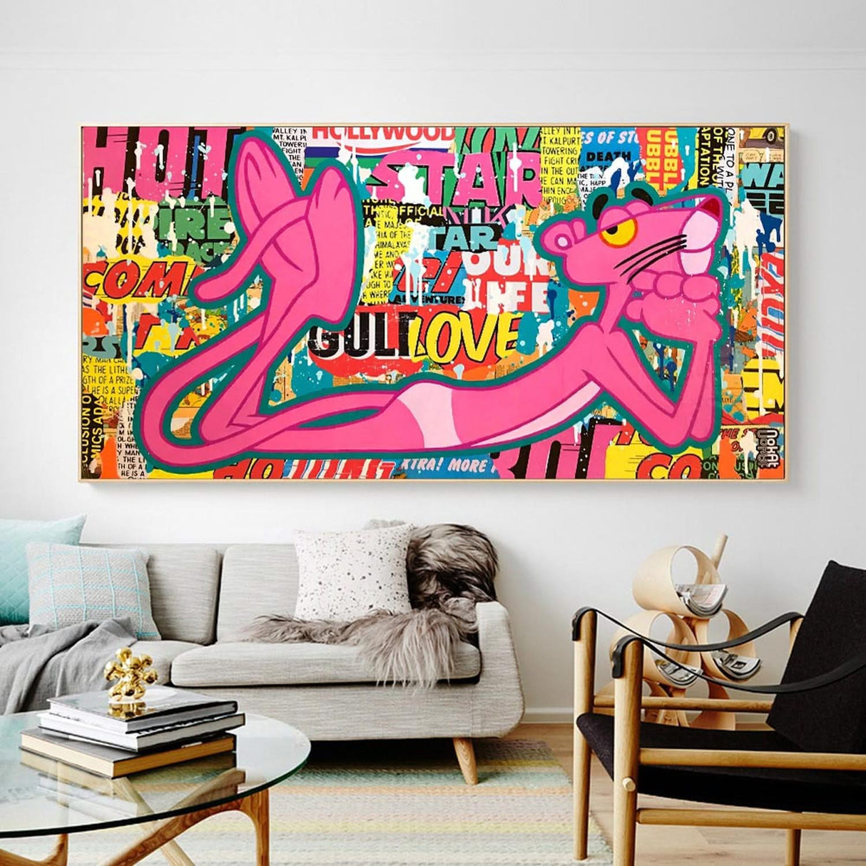 Pink Panther Posing Canvas Wall Art-ChandeliersDecor.com
