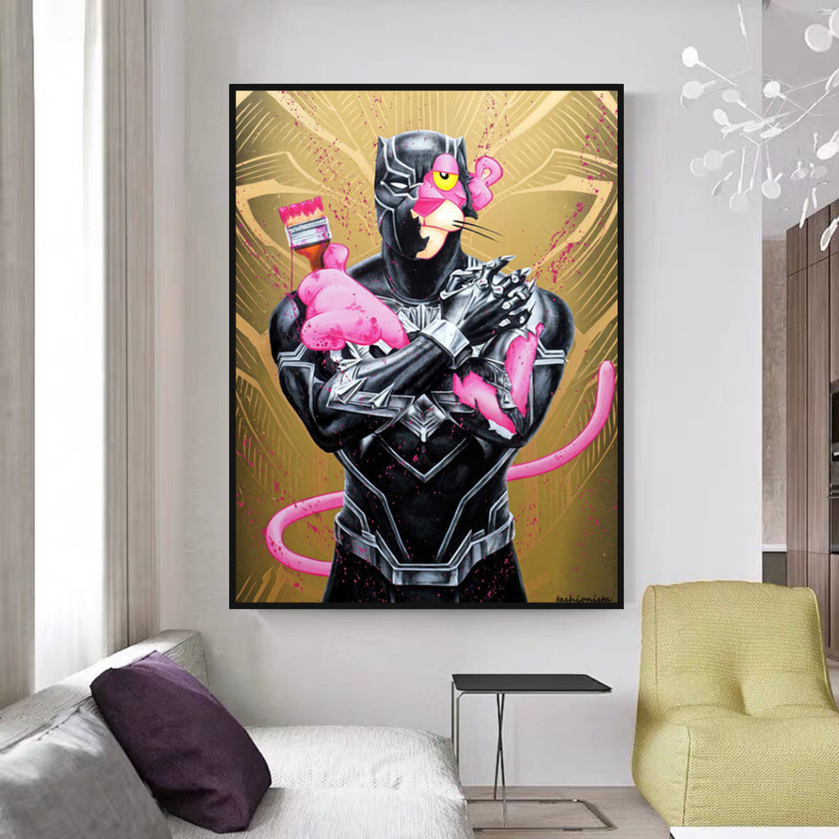 Pink Panther Wall Art Smoking Art Collection-ChandeliersDecor.com